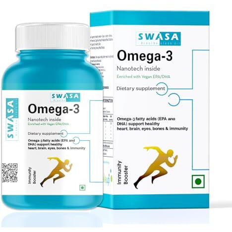 Swasa Haleup Vegan Omega 3 Capsules, 500 Mg || Nanotech Inside Ii Enriched With Epa/Dha || Healthy Heart|| Brain|| Immunity ((Pack Of 2))