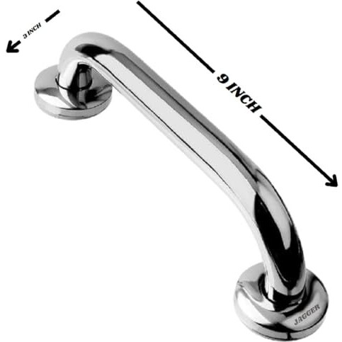 Pefko Pfk057 Stainless Steel Wall Mounted Grab Bar, Towel Bar, Bathtub Rails, Safety Hand Support Balance Handle Bars, Bathroom Accessories For Home, Hotel (Silver [ Combo Pack Of 2 ], 9 Inch)
