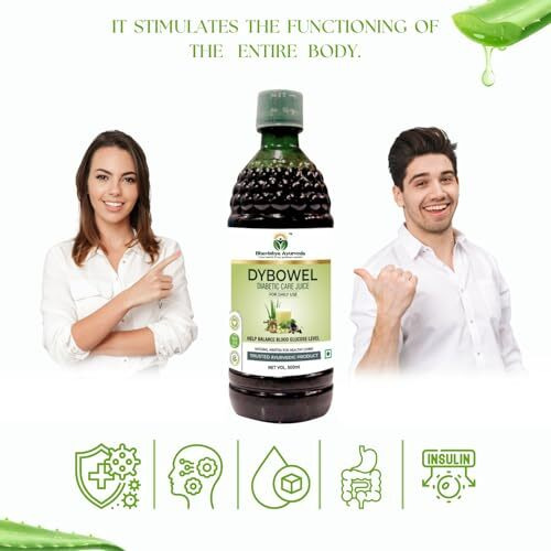 Bhavishya Ayurveda Dybowel Diabetic Care Juice | Blend Of 13 Herbs Methi, Amla, Aloevera, Ashwagandha, Shilajit & 8 Other Herbs - 500 Ml - Pack Of 4