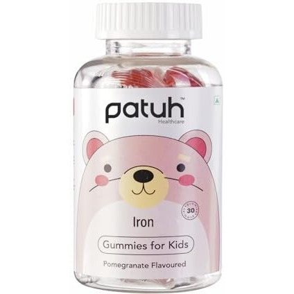 Patuh Healthcare Iron Gummies For Kids (4 Years & Above) Natural Pomegranate Flavor 100% Vegetarian Formula, Kids Gummies To Prevent Fatigue And Boost Energy Supports Immune System, (Pack Of 2)