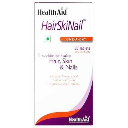 Healthaid Hairskinail - 30 Tablets | Nutrition For Hair Growth, Glowing Skin And Strong Nails | Formula Enriched With Vitamins, Minerals And Amino Acids With Cynocobalamin | For Men & Women