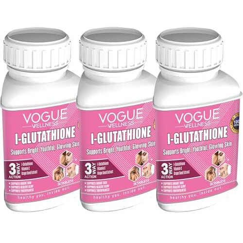 Vogue Wellness L Glutathione Tablets With Vitamin C, E, & Grape Seed Extract | Radiant & Glowing Skin Glowing Supplement | Reduces Skin Pigmentation | Free Radical Fighter (3)