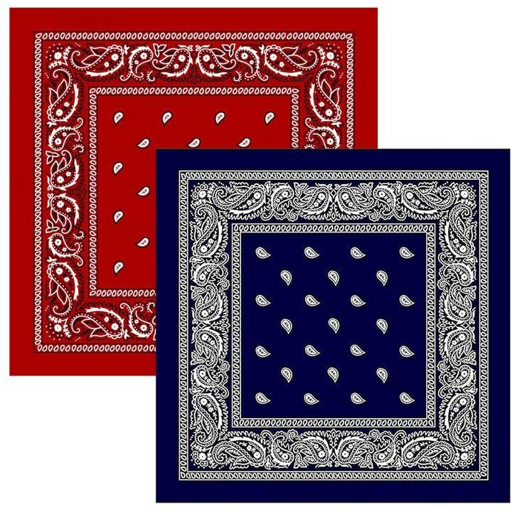 Dikhawa Unisex Cotton Bandana/Head Wrap/Wristband/Face Cover/Handkerchief For Men And Women (Red,Navy_50Cm X 50Cm_Pack Of 2)