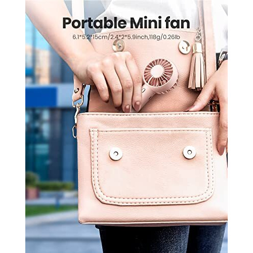 Gaiatop Mini Portable Fan, Powerful Hand Fan Cute Design 3 Speed Personal Small Desk Fan With Base, Lightweight Rechargeable Usb Handheld Fan For Girl, Women, Men, Indoor, Outdoor, 15 Cm, Pink