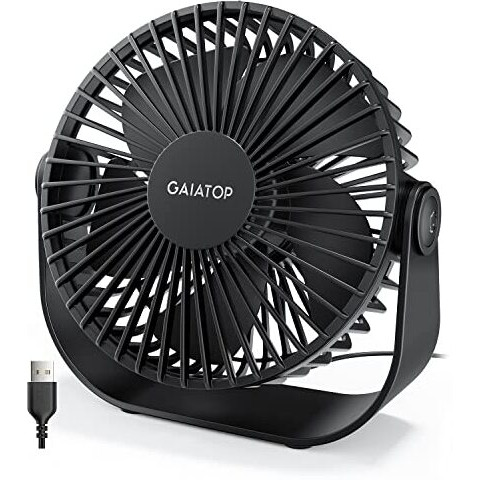 Gaiatop Usb Desk Fan, 3 Speeds Portable Small Fan With Strong Airflow, 5.5 Inch Quiet Table Fan, 90 Rotate Personal Cooling Fan For Bedroom Home Office Desktop Travel (Black)