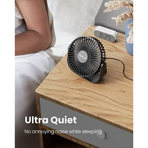 Gaiatop Usb Desk Fan, 3 Speeds Portable Small Fan With Strong Airflow, 5.5 Inch Quiet Table Fan, 90 Rotate Personal Cooling Fan For Bedroom Home Office Desktop Travel (Black)