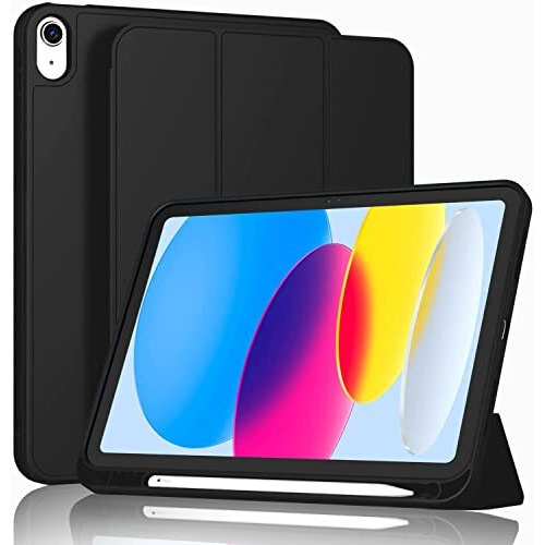 Proelite Smart Case For Ipad (A16) 11Th/10Th Generation (2025/2022) [Auto Sleep/Wake Cover] [Left Side Pencil Holder] [Soft Flexible Case] Recoil Series - Black