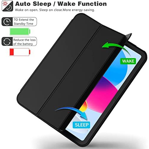 Proelite Smart Case For Ipad (A16) 11Th/10Th Generation (2025/2022) [Auto Sleep/Wake Cover] [Left Side Pencil Holder] [Soft Flexible Case] Recoil Series - Black