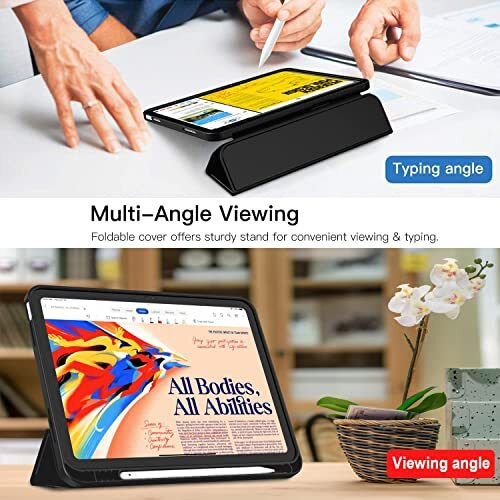 Proelite Smart Case For Ipad (A16) 11Th/10Th Generation (2025/2022) [Auto Sleep/Wake Cover] [Left Side Pencil Holder] [Soft Flexible Case] Recoil Series - Black