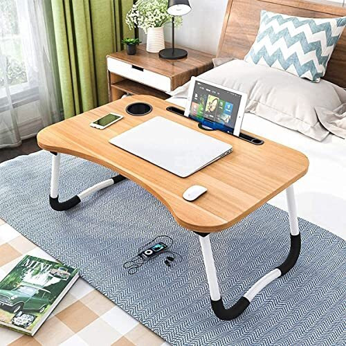 Foldable Wooden Mini Laptop Table For Bed, Smart Study Table With Drawer Kids & Adults (Us-Cotteds .Wood.B2)