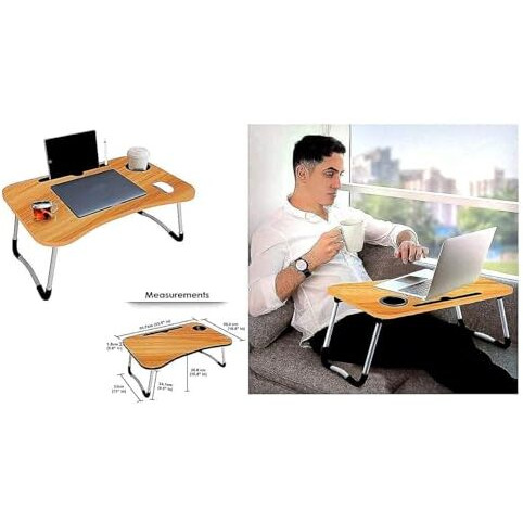 Foldable Wooden Mini Laptop Table For Bed, Smart Study Table With Drawer Kids & Adults (Us-Cotteds .Wood.B2)