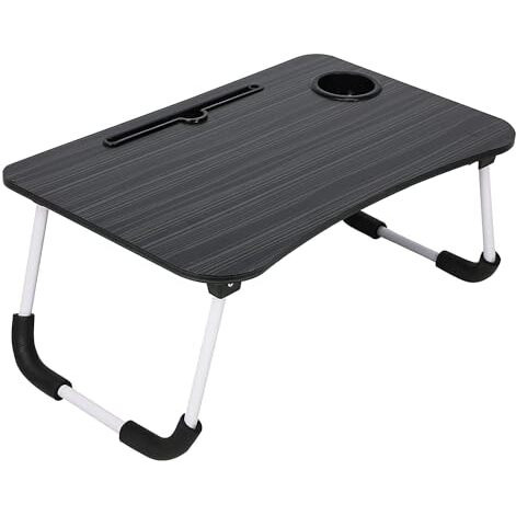 Foldable Wooden Mini Laptop Table For Bed, Smart Study Table With Drawer Kids & Adults (Us-Cotteds .Black.)