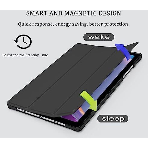 Proelite Cover For Samsung Galaxy Tab A9 Plus 11 Inch Case Cover, Smart Flip Case Cover For Samsung Galaxy Tab A9+ 11 Inch Translucent Back With Stylus Pen, Black
