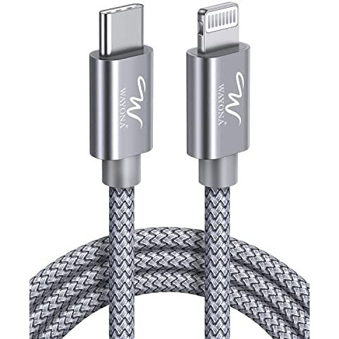 Wayona Type C To Lightning Mfi Certified 20W Fast Charging Nylon Braided Usb C Cable For Iphone 14,14 Pro,14 Pro Max, Iphone 13 Series,12,12 Pro,11,11 Pro Max Iphone 12 Mini, X, 8 (2M, Grey)