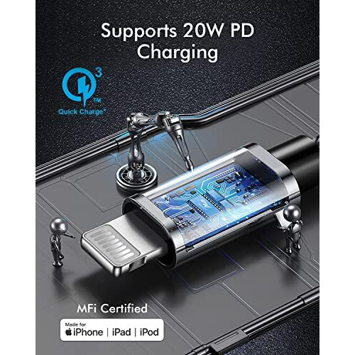 Wayona Type C To Lightning Mfi Certified 20W Fast Charging Nylon Braided Usb C Cable For Iphone 14,14 Pro,14 Pro Max, Iphone 13 Series,12,12 Pro,11,11 Pro Max Iphone 12 Mini, X, 8 (2M, Grey)