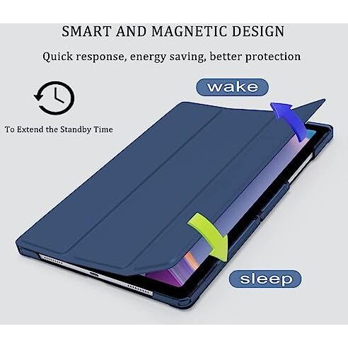 Proelite Cover For Samsung Galaxy Tab A9 Plus 11 Inch Case Cover, Smart Flip Case Cover For Samsung Galaxy Tab A9+ 11 Inch Translucent Back With Stylus Pen, Dark Blue