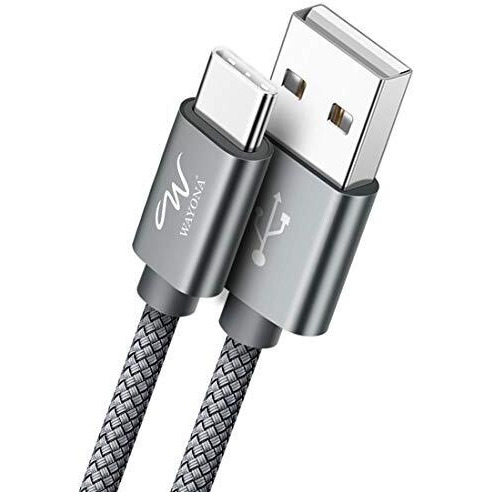 Wayona Usb Type C 6Ft 2Meter Charger Cable Fast Charging Usb C Cable Compatible For Samsung Galaxy S10E S20 S9 S8 Plus S10+, Note 10 Note 9 Note 8,S20,M31S,M40 (6 Ft Pack Of 1, Grey)