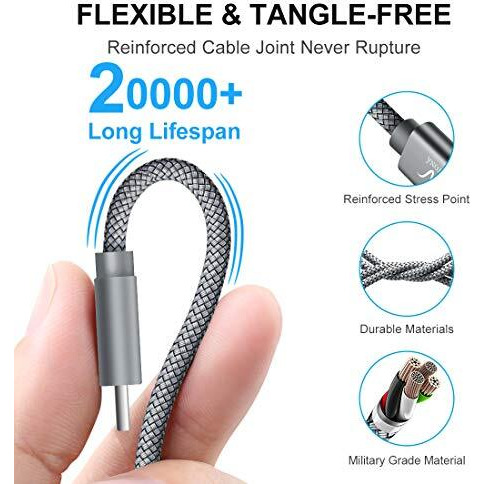 Wayona Usb Type C 6Ft 2Meter Charger Cable Fast Charging Usb C Cable Compatible For Samsung Galaxy S10E S20 S9 S8 Plus S10+, Note 10 Note 9 Note 8,S20,M31S,M40 (6 Ft Pack Of 1, Grey)