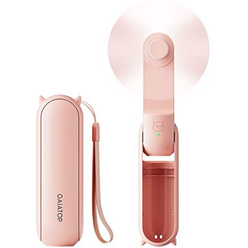 Gaiatop Mini Handheld Fan, Portable Personal Folding Cooling Hand Fan Rechargeable Battery Operated With 2 Speed Usb Desk Fan For Home Office Travel (Pink)