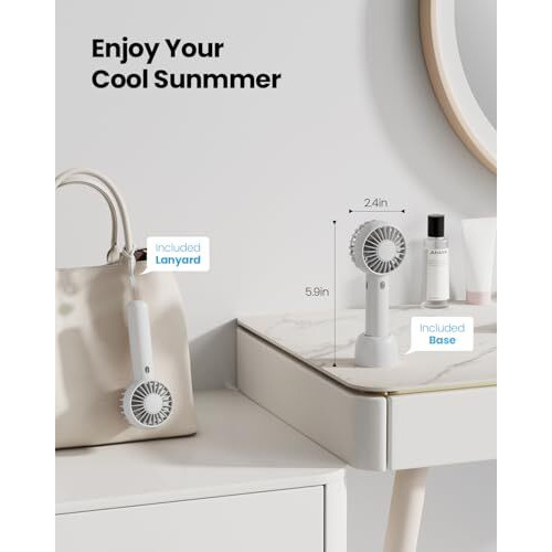 Gaiatop Mini Portable Fan, Powerful Hand Fan Table Fan Personal Small Desk Fan With Base, Cute Design 3 Speed Lightweight Handheld Usb Rechargeable Fan For Stylish Girl Women Men Indoor Outdoor