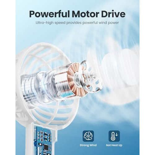 Gaiatop Mini Portable Fan, Powerful Hand Fan Table Fan Personal Small Desk Fan With Base, Cute Design 3 Speed Lightweight Handheld Usb Rechargeable Fan For Stylish Girl Women Men Indoor Outdoor