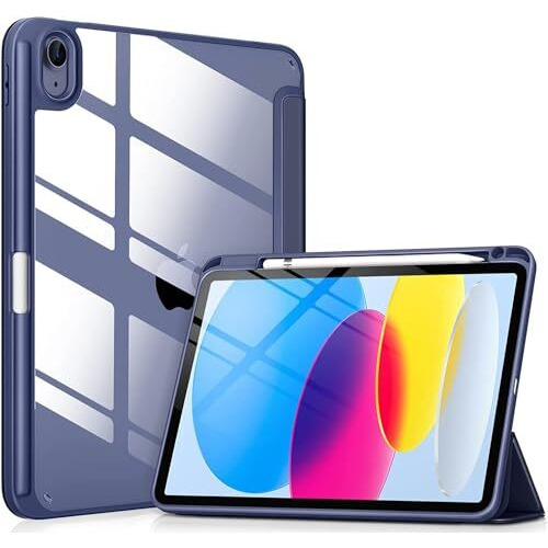 Proelite Case Cover For Apple Ipad (A16) 11Th/10Th Generation (2025/2022), Transparent Case Cover With Pencil Holder For Ipad 11Th/10Th Gen 2025/2022, Dark Blue