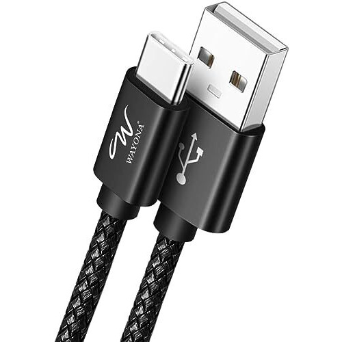 Wayona Type C 3Meter Nylon Braided 65W/3A Fast Charging Usb C Long Cable Compatible For Samsung Galaxy S24, S23, S22, Iphone 15 Series, Android Auto, Apple Carplay (10 Ft Pack Of 1, Black)