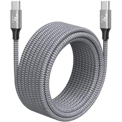 Wayona Type C To Type C 65W/3A Fast Charging Nylon Braided Data Cable Compatible With Iphone 15 Series, Samsung Galaxy S24,S24 Ultra,S23,S22,S21,S20, Ipad, Macbook Air/Pro (3M, Grey)
