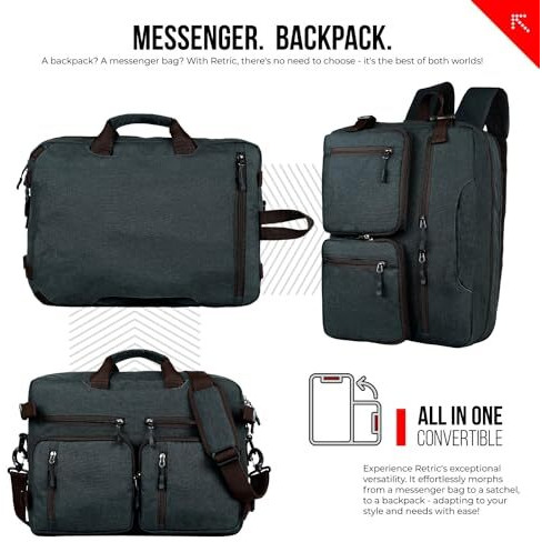 Fatmug Laptop Backpack For Men - Convertible Backpack For Office And Travel (Dark Grey,Oxford Fabric), Large