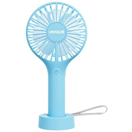 Un1Que Mini Handheld Fan, Brushless Motor Portable Hand Fan With Lanyard, 3 Speeds Small Fan, Usb Fan Rechargeable For Indoor And Outdoor Use By Women And Men, Table Fan Base Included