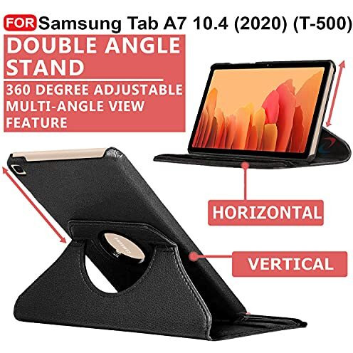 Cedo Samsung Tab A7 (10.4 Inch) Flip Cover | Leather Finish | 360 Degree Rotate Back Cover | Shockproof Back Cover Case For Samsung Galaxy Tab A7 (10.4 Inch) (2020) Sm-T500 / T505 (Black)