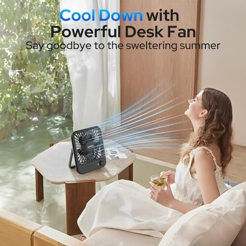 Un1Que Slim Portable Desk Fan, 0-100 Speeds Adjustable Mini Fan, Rechargable Fan With Fragrance Function, Long Battery-Life Personal Fan For Home Outdoor, An Aromatherapy Tablet Included