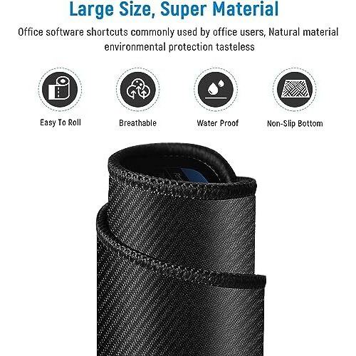 Jicoot Anti-Slip Keyboard Pad With Office Software Shortcuts Pattern, Clear Extended Large Cheat Sheet Mouse Pad, Large Rubber Base Mice Smooth Cloth Desk Mat, Excel Shortcut Keys Mouse Pad (80X30Cm)