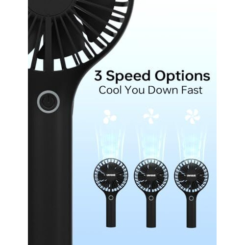 Un1Que Mini Handheld Fan, Brushless Motor Portable Hand Fan With Lanyard, 3 Speeds Small Fan, Usb Fan Rechargeable For Indoor And Outdoor Use By Women And Men, Table Fan Base Included