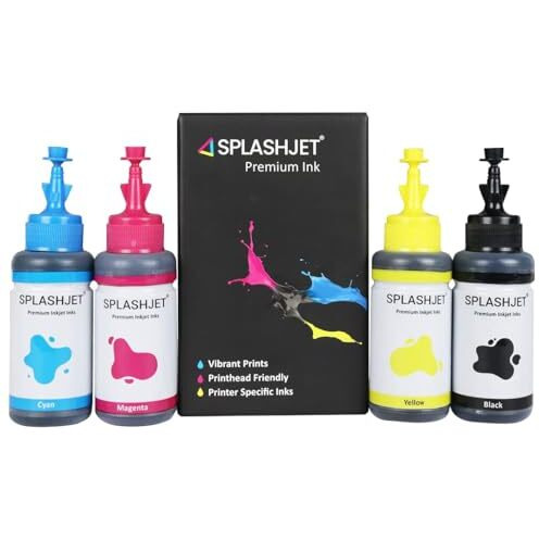 Splashjet T664 Compatible Refill Ink For Epson L130, L360, L380, L361, L565, L210, L220, L310, L350, L355, L365, L385, L405, L455, L485 Printers (C/M/Y/Bk - 70G X 4) - 501756