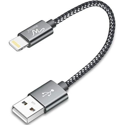 Wayona Nylon Braided Usb Data Sync And Fast Charging 3A Short Power Bank Cable For Iphones, Ipad Air, Ipad Mini, Ipod Nano And Ipod Touch (Grey)