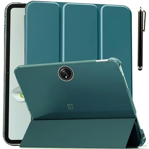 Proelite Cover For Oneplus Pad Go 11.35 Inch Case Cover, Transparent Flip Case Cover For Oneplus Pad Go 11.35 Inch 2023 With Stylus, Support Auto Sleep Wake, Dark Green