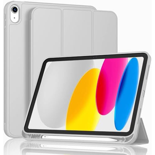 Proelite Smart Case For Ipad (A16) 11Th/10Th Generation (2025/2022) [Auto Sleep/Wake Cover] [Left Side Pencil Holder] [Soft Flexible Case] Recoil Series - Grey