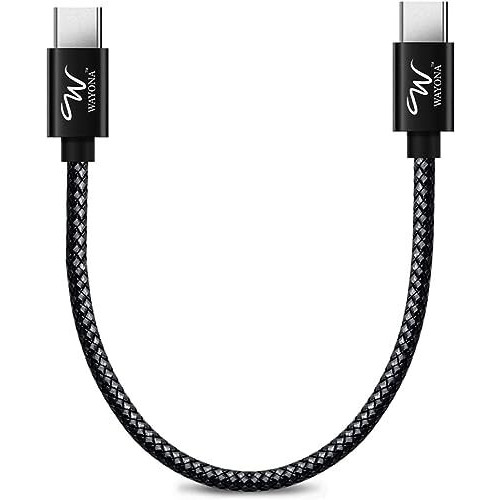 Wayona Type C To Type C 65W Short Powerbank Fast Charging Cable Compatible For Iphone 15/15 Pro/Max Android Samsung Galaxy S25 Ultra/S24/S23/S22,Flip,Ipad,Google, Macbook & Laptops (Black,0.25M)