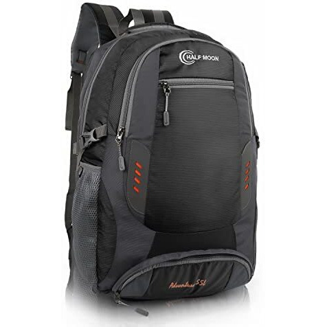 Half Moon Extra Large Size 55L Waterproof 6 Compartment Rucksack Bags/Trekking Bags, Polyester Black | With Laptop Compartment & Rain Cover | For Trekking, Hiking, Travel Backpack For Unisex
