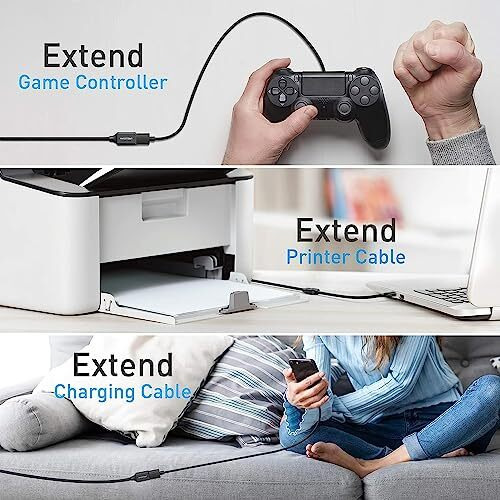 Fedus Usb Male To Female Extension Cable, 5 Meter/16.4Ft 2.0 Usb Extension Cable, Usb A Male To A Female Cable, Usb Extender For Tv, Pc, Hard Drive, Usb Flash Drive, Mouse Keyboard, Webcam, Scanner