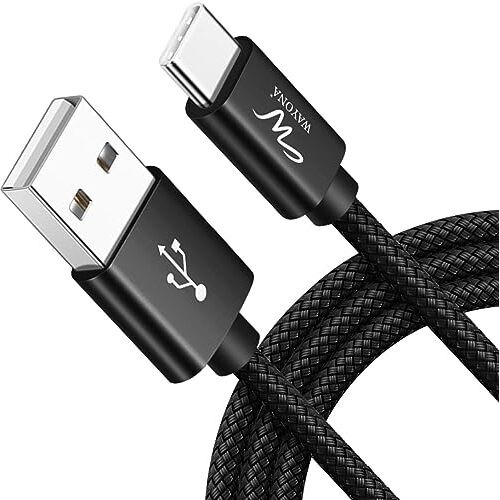 Wayona Type C 65W/3A Nylon Braided Super Fast Charging Data Transfer Cable Compatible For Iphone 15 Series, Ipad, Samsung S24, S23, S22, S21, S20 M34, M15 (6 Ft Pack Of 1, Black)