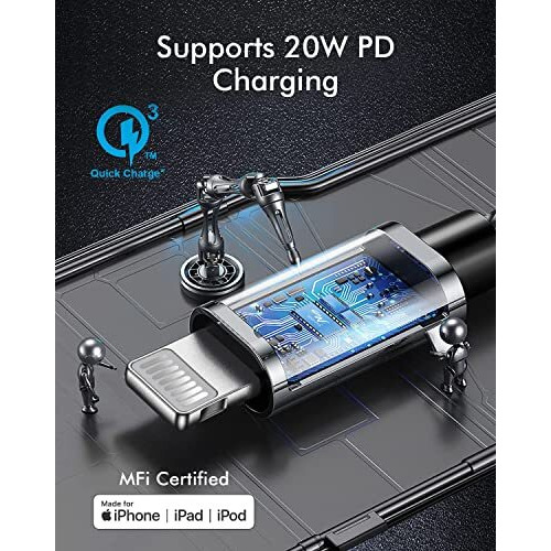 Wayona Type C To Lightning Mfi Certified 20W Fast Charging Nylon Braided Usb C Cable For Iphone 14 Pro,14 Pro Max,14,14 Plus,13,13 Pro,13 Pro Max,13 Mini,12,12 Pro,11,11 Pro Max,12 Mini (2M,Black)