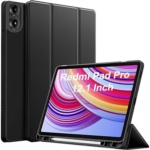 Proelite Cover For Redmi Pad Pro 12.1 Inch Cover, Soft Flexible Flip Case Cover For Redmi Pad Pro 12.1 Inch, Support Auto Sleep Wake, [Recoil Series] - Black