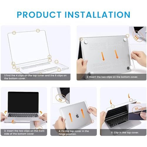 Zorbes Laptop Cover 13.3 Inch For Macbook Air M1 A2337 A2179 A1932 Mac Book Air 13 Inch Case Compatible With Apple 2020 2019 2018 Release Waterproof Clear Plastic Hard Shell Case Cover Protector