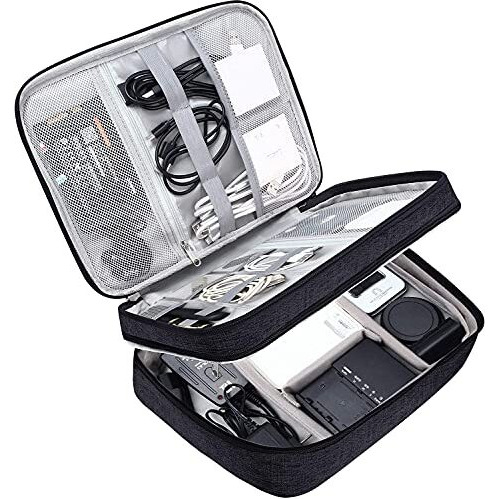 House Of Quirk Electronics Accessories Organizer Bag, Universal Carry Travel Gadget Bag For Cables, Plug And More, Perfect Size Fits For Pad Phone Charger Hard Disk - Dark Blue (Polyester, Pack Of 1)