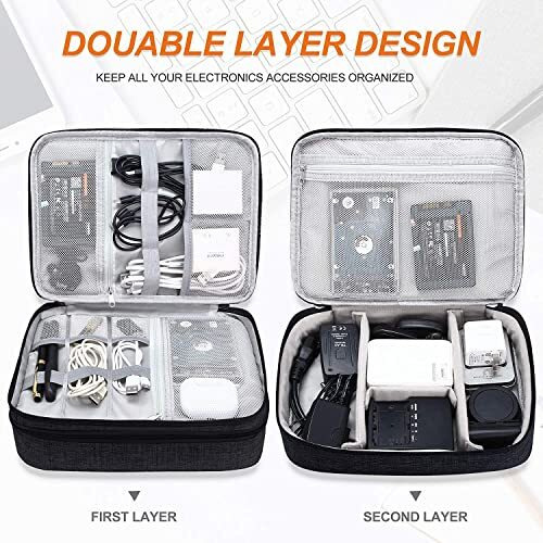 House Of Quirk Electronics Accessories Organizer Bag, Universal Carry Travel Gadget Bag For Cables, Plug And More, Perfect Size Fits For Pad Phone Charger Hard Disk - Dark Blue (Polyester, Pack Of 1)
