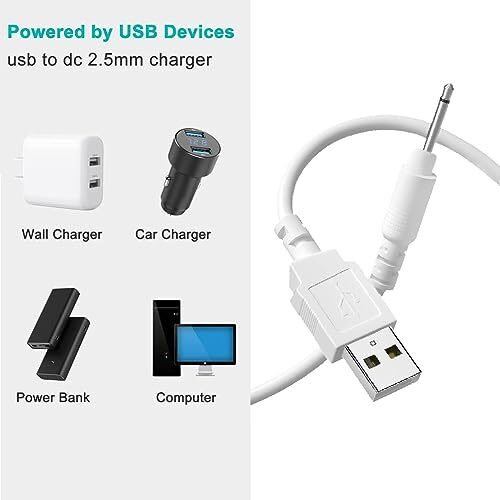 Gozaqe Usb To Dc 2.5Mm Power Cable,Replacement Dc Charging Cable,1 Meter,Usb Charger Cord,Compatible With Toy,Beauty Product,Magic Mate(White)