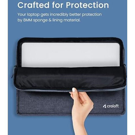 Craloft 14 Inch Laptop Sleeve Cover Bag With Charger Pouch  Water-Resistant Case For Macbook, Dell, Hp, Lenovo  Ideal For Office & Travel Use