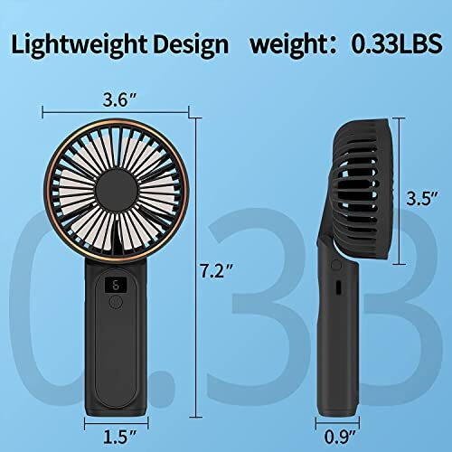 Portable Hand Fan, Mini Rechargeable Small Fan, 4000Mah Long-Lasting Battery Fan, 180 Foldable Table Fan, 6-Speed Quiet Fan With Lcd Display, Lanyard Neck Fan For Travel, Makeup, Office, Home (Black)